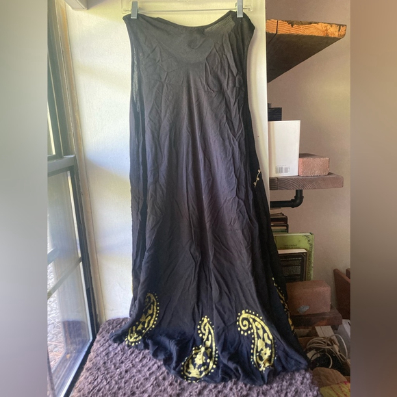 Cute Options Maxi Dress Sleeveless Midi Paisley Black Green Womens One Size - Picture 4 of 5